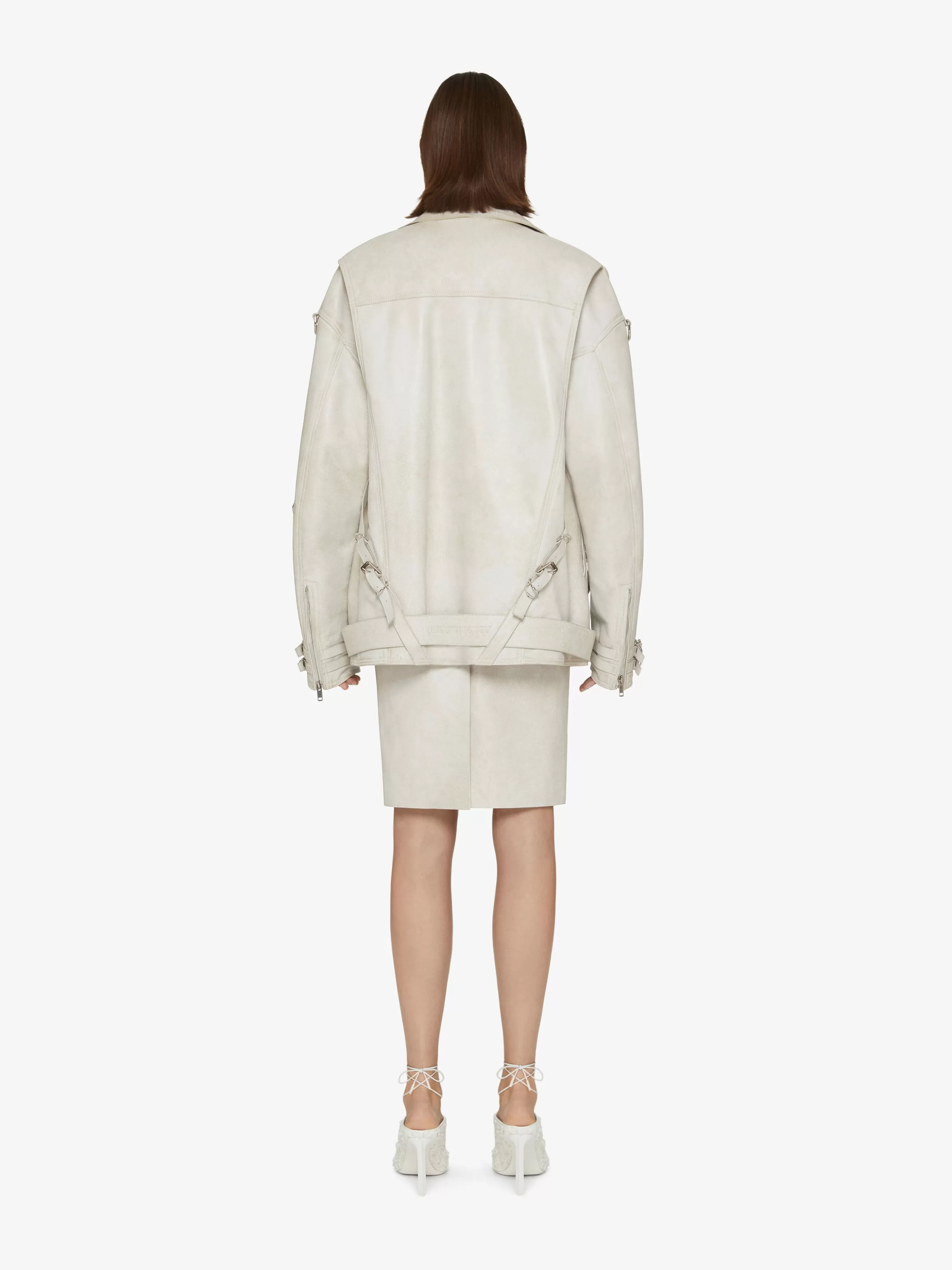 Sale GIVENCHY Outerwear-Voyou oversized biker jacket in leather