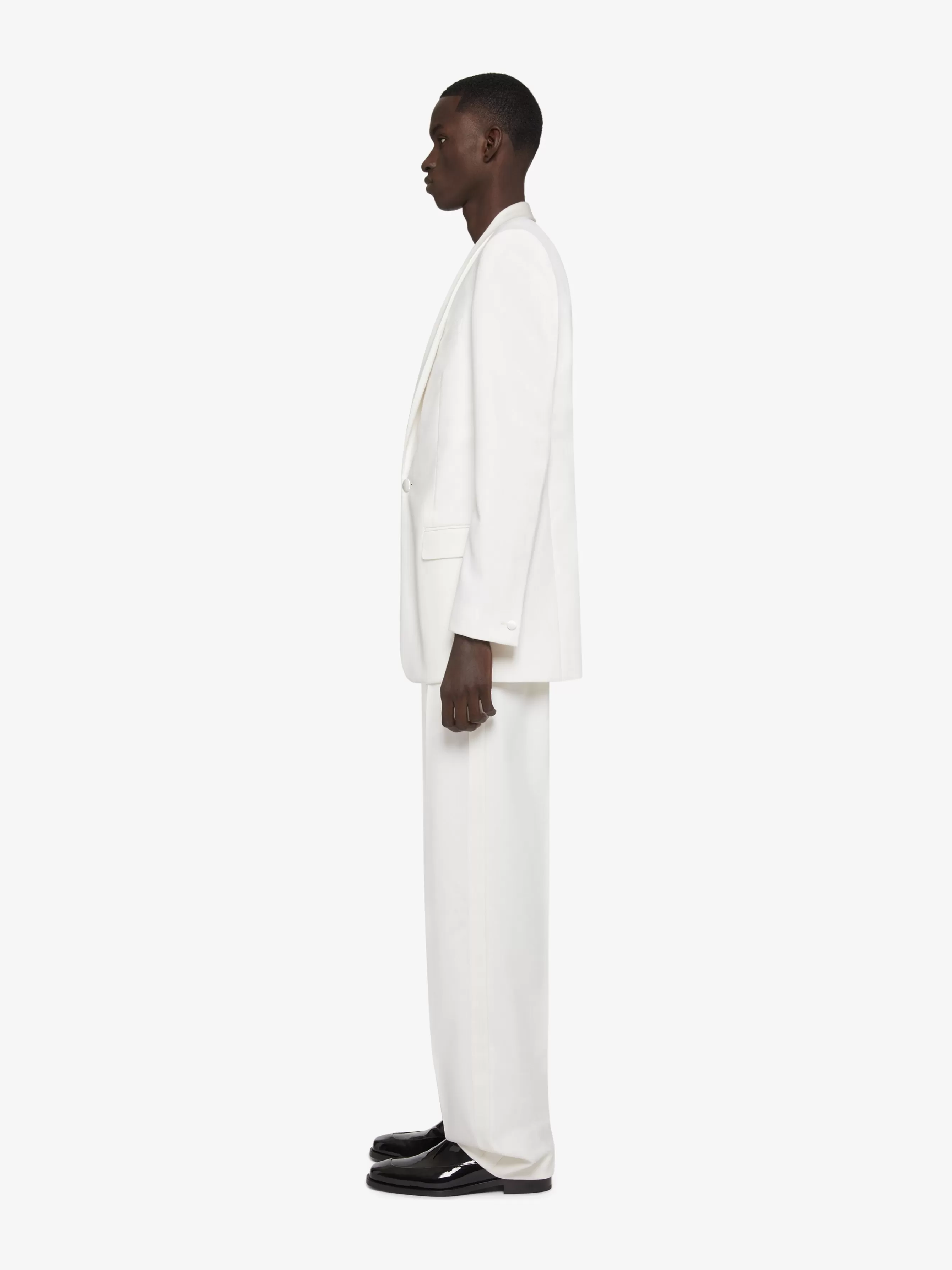 GIVENCHY Pants-Wide pants in wool and mohair with piping detail